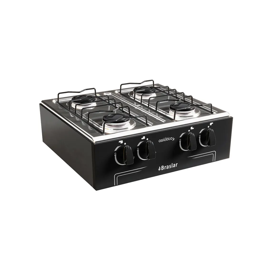 Fogão 4 Bocas de Mesa Braslar Asiático Preto