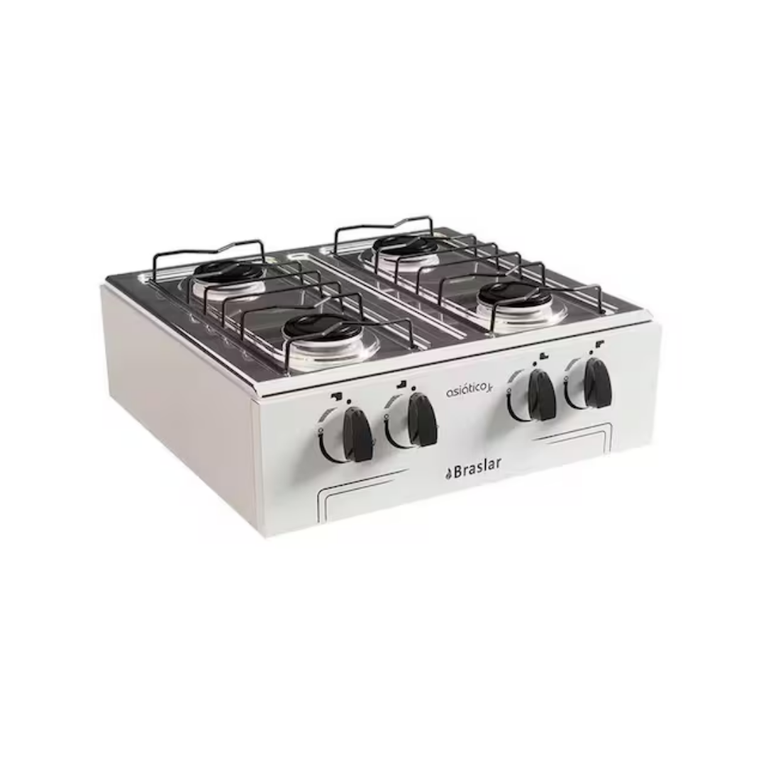 Fogão 4 Bocas de Mesa Braslar Asiático Branco