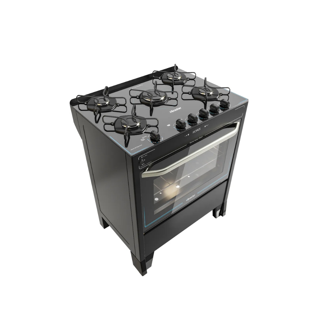 Fogão 5 Bocas Braslar Horus Top Control Black